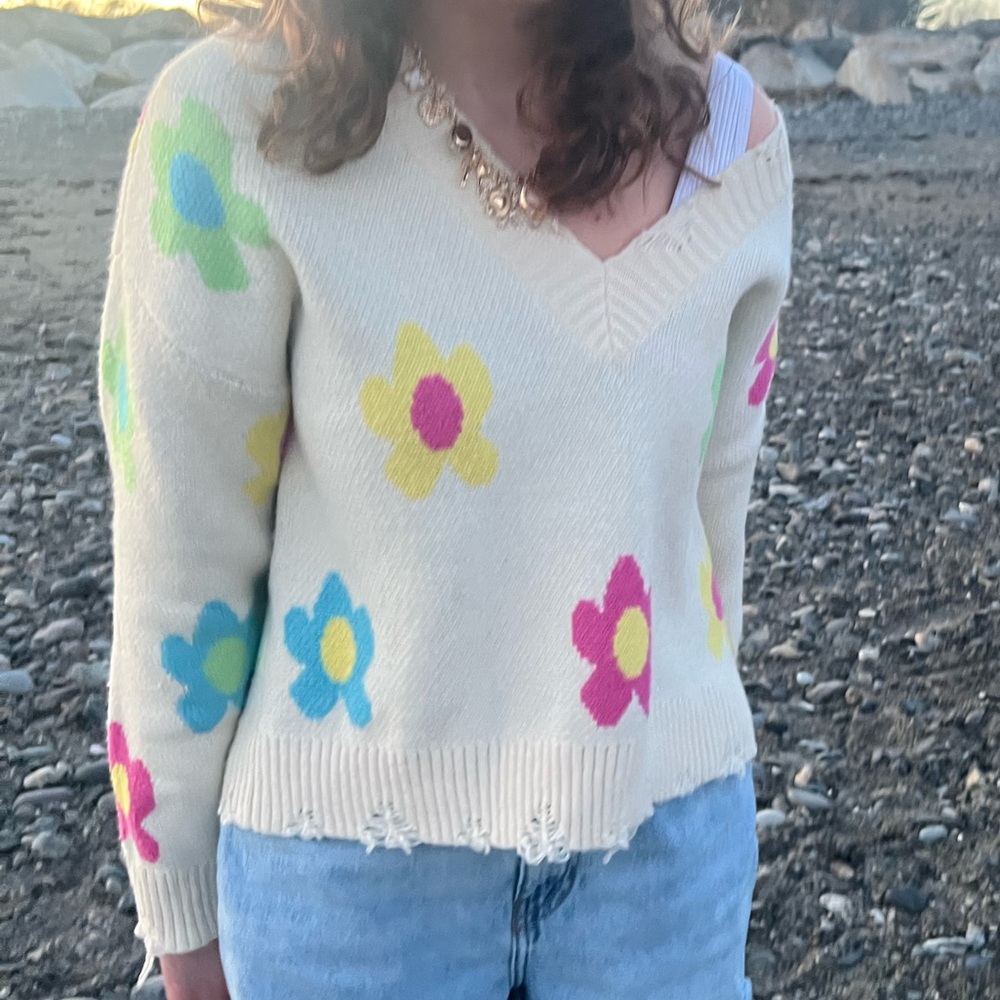 Bailey Rose Knit Flower Sweater